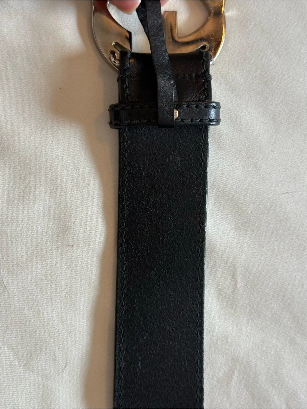 GUCCI | Vintage Mens Black Leather GG Silver-Tone Buckle |